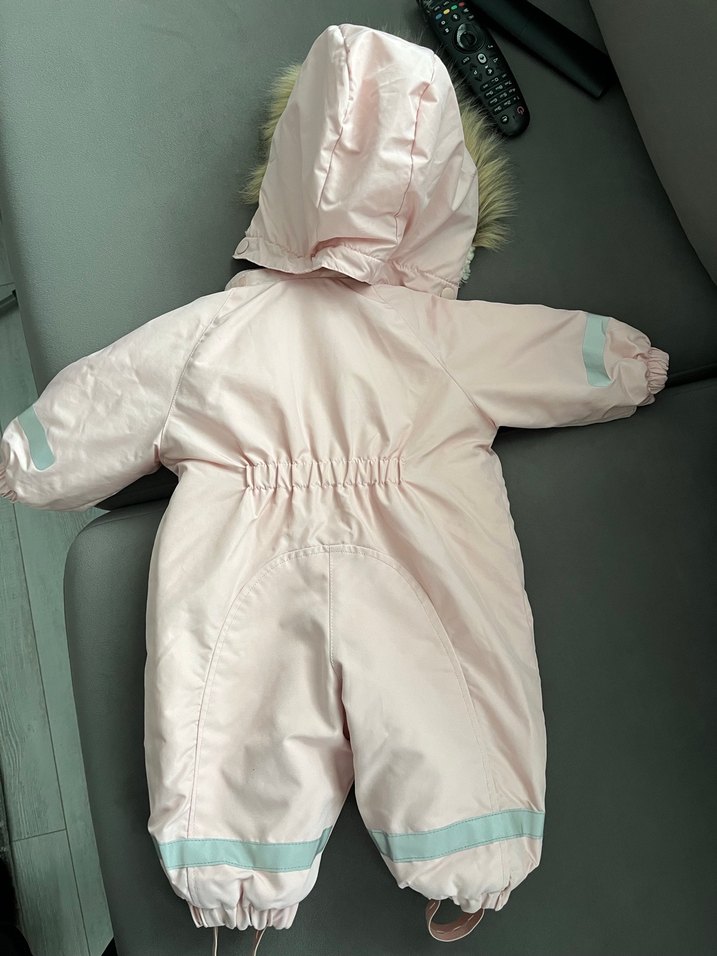 Kürklü Kapüşonlu Pembe Bebek Tulumu - Görsel 2