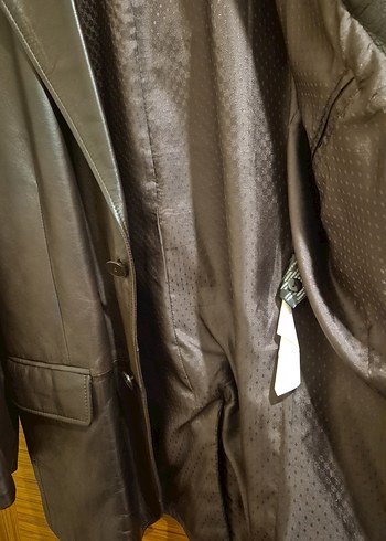 Derimod Erkek Kahverengi Uzun Deri Ceket - Görsel 3