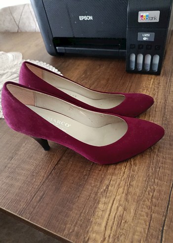 Bordo Süet Stiletto Topuklu Kadın Ayakkabı - Görsel 3