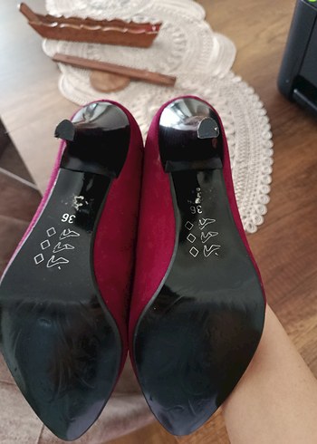 Bordo Süet Stiletto Topuklu Kadın Ayakkabı - Görsel 7