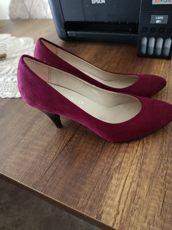 Bordo Süet Stiletto Topuklu Kadın Ayakkabı - Görsel 2
