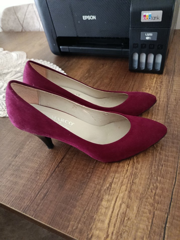 Bordo Süet Stiletto Topuklu Kadın Ayakkabı - Görsel 3