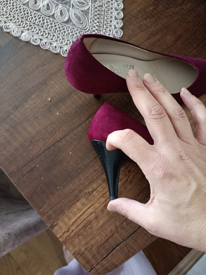 Bordo Süet Stiletto Topuklu Kadın Ayakkabı - Görsel 5