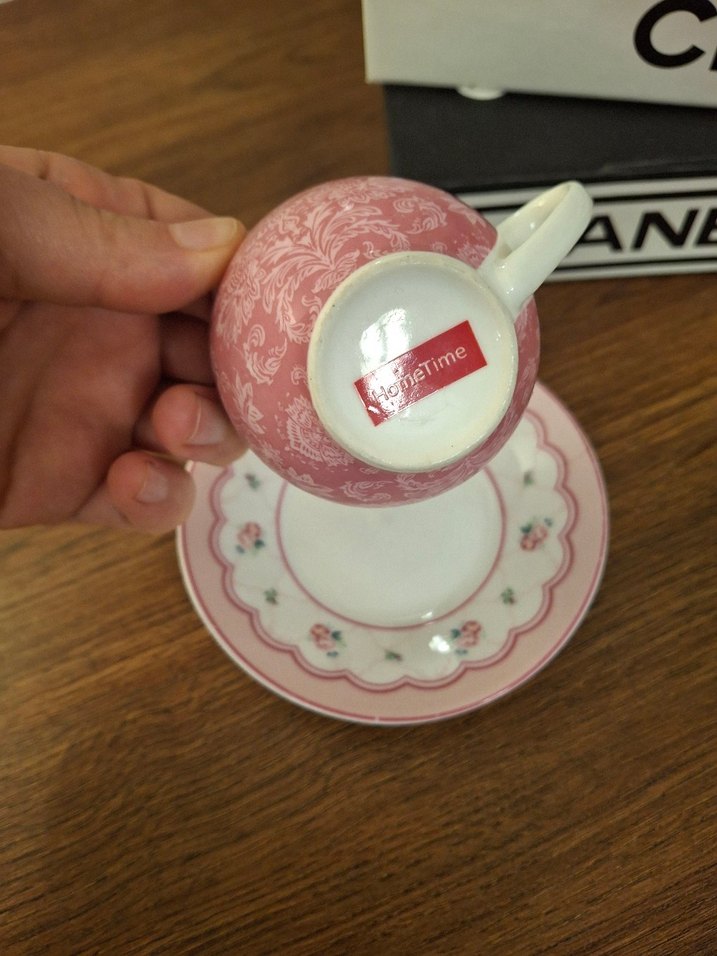 Pastel Pembe Çiçek Desenli Fincan ve Tabak - Görsel 4