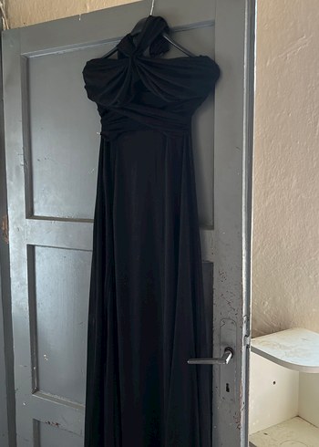 Uzun Siyah Drapeli Straplez Gotik Elbise