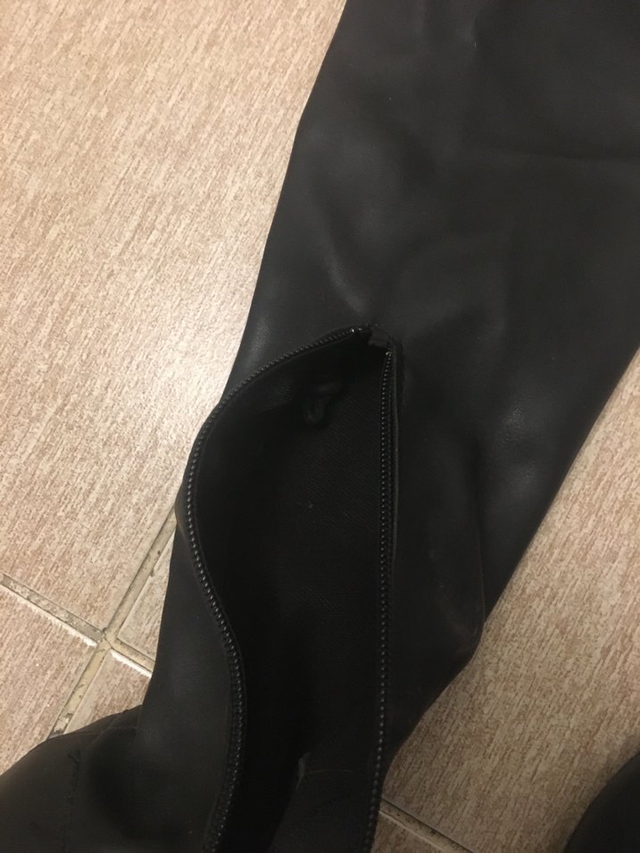 Kadın Siyah Deri Dizüstü Çizme Fermuarlı - Görsel 2