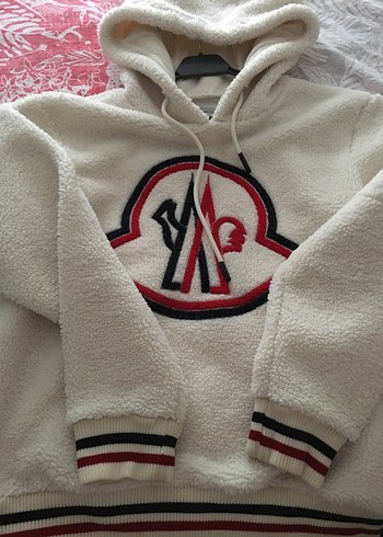 Moncler Büyük Logolu Beyaz Kapüşonlu Sweatshirt - Görsel 2