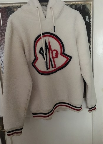Moncler Büyük Logolu Beyaz Kapüşonlu Sweatshirt - Görsel 4