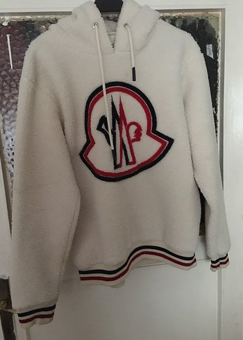 Moncler Büyük Logolu Beyaz Kapüşonlu Sweatshirt - Görsel 3