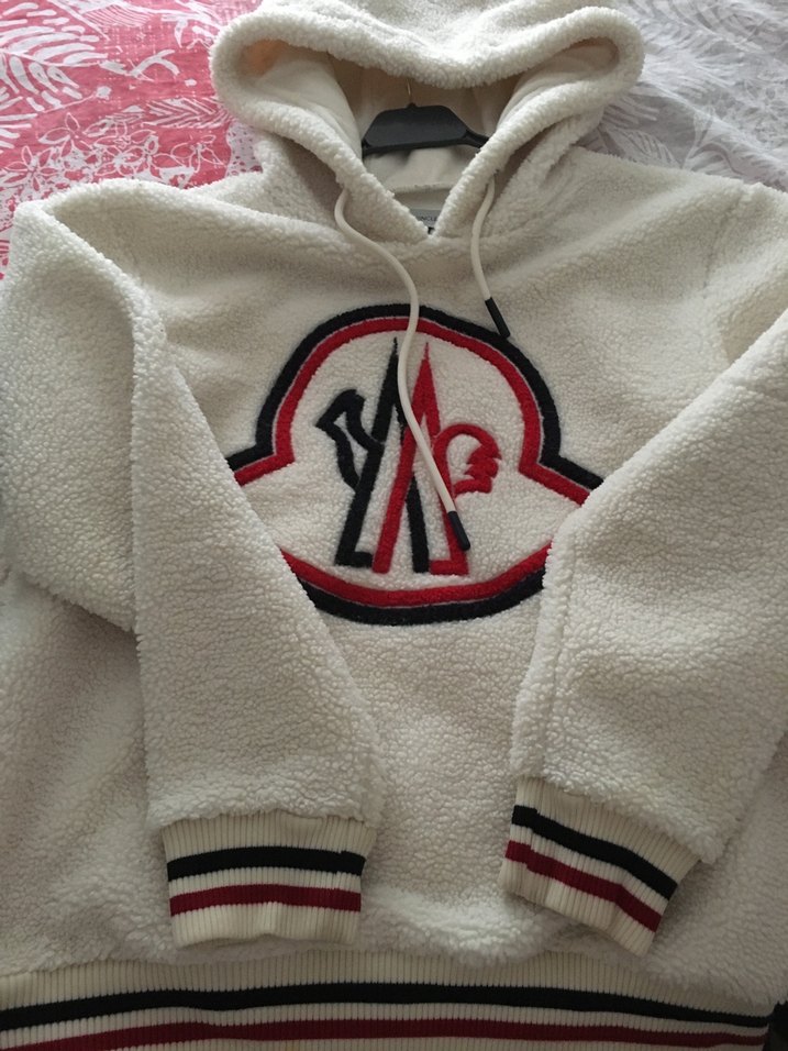 Moncler Büyük Logolu Beyaz Kapüşonlu Sweatshirt - Görsel 2