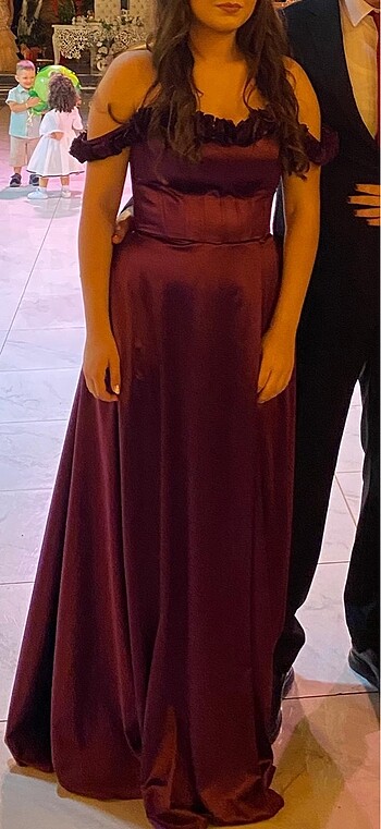 l Beden bordo Renk Abiye