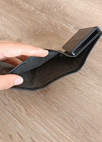 Siyah Kare Desenli kart mekanizmalı Erkek Cüzdan - Görsel 3