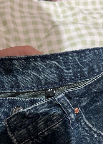 38 Beden Düğmeli Gri Rahat Kesim Kadın Kot Pantolon