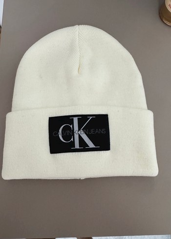Beyaz Kadın Örgü Calvin Klein Bere