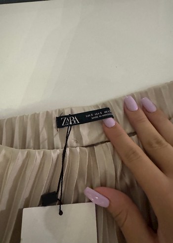 Zara Bej Pilili Uzun Kadın Etek saten