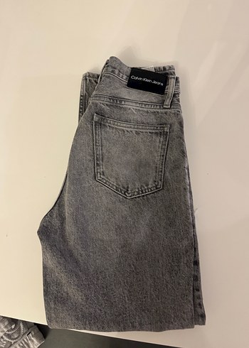 xs Beden Gri Düğmeli Kadın Bol Kesim Jean
