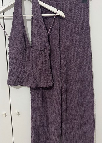 Pull&Bear Mor Örgü Kadın Kumaş Pantolon