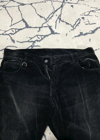 Erkek Siyah Piliseli Bol Kesim Denim Pantolon - Görsel 4