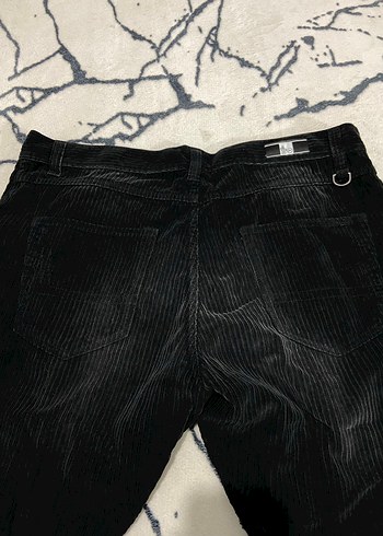 Erkek Siyah Piliseli Bol Kesim Denim Pantolon - Görsel 6