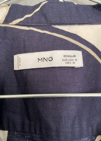 Lacivert Desenli Kısa Kollu Erkek Keten Gömlek - Görsel 4