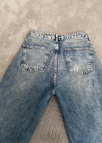 Düğmeli Mavi Gri Batik Desenli Midi Kadın Kot - Görsel 4