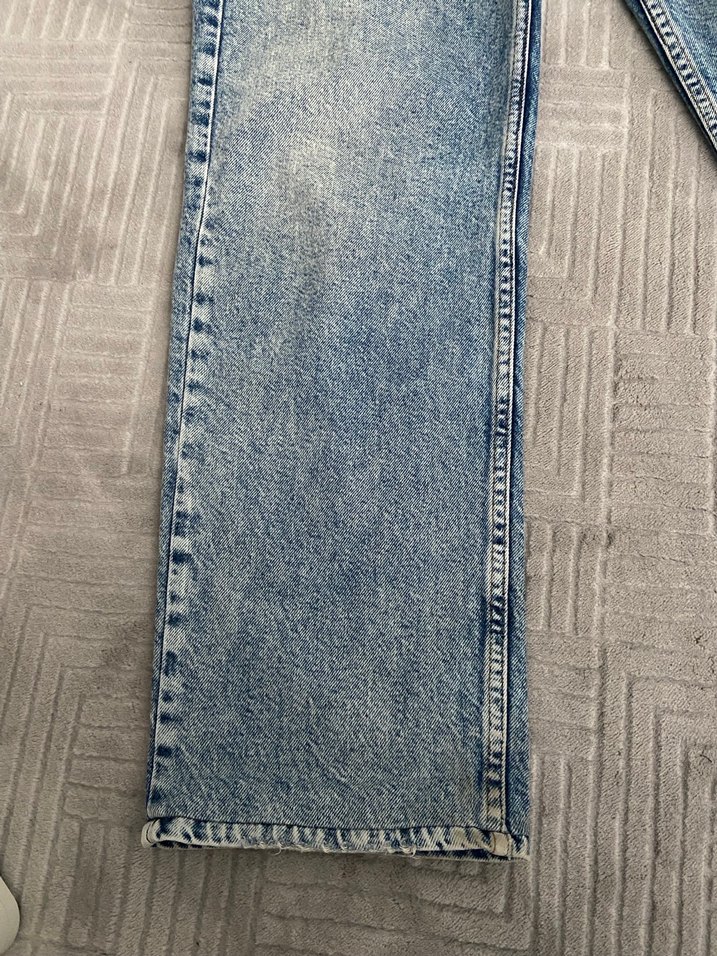 Düğmeli Mavi Gri Batik Desenli Midi Kadın Kot - Görsel 2