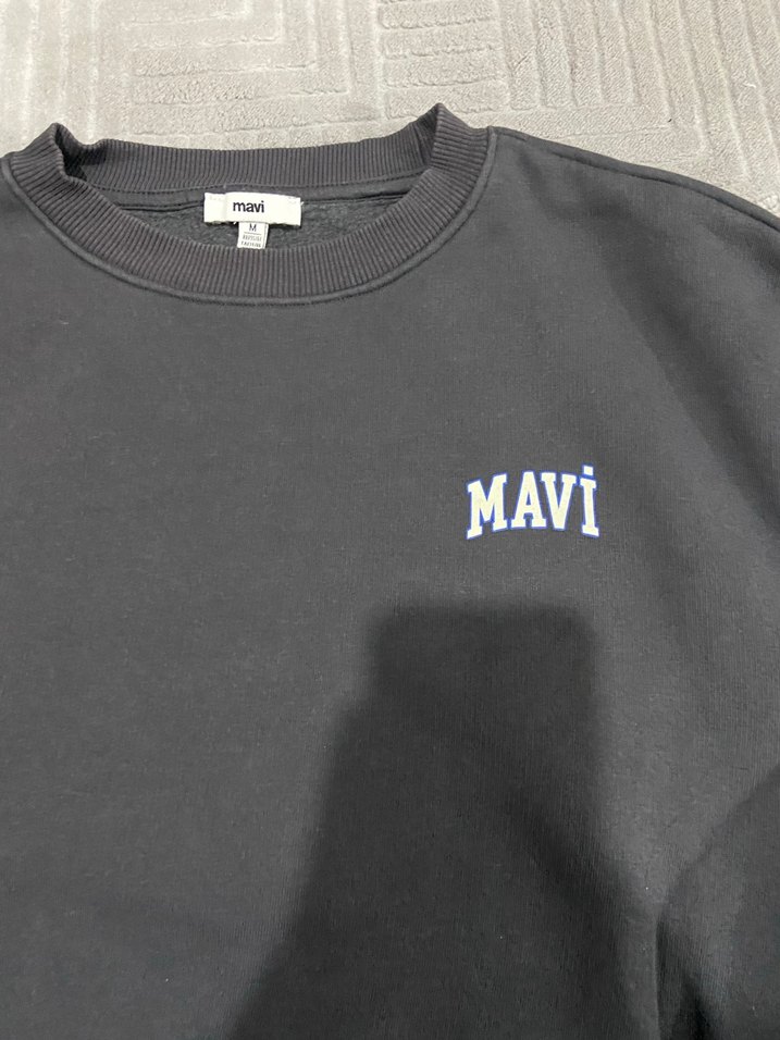 Mavi Baskılı Gri Kadın Sweatshirt - Görsel 2