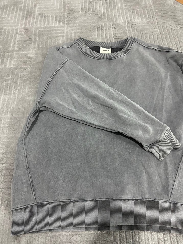 Gri Kadın Sweatshirt, Yuvarlak Yaka, Rahat Kesim - Görsel 2