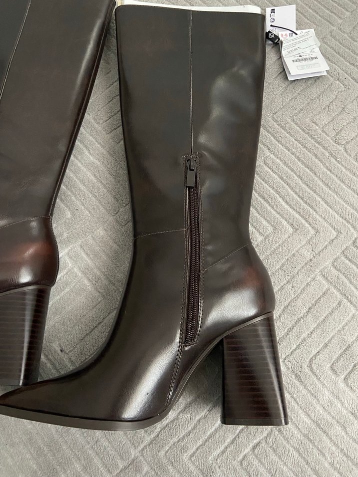 Deri Kahverengi Kadın Dizüstü Botlar - Görsel 2