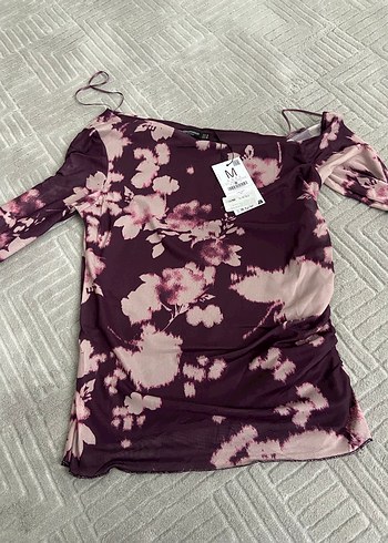 Kadın Mor Desenli Uzun Kollu Bluz - Görsel 2