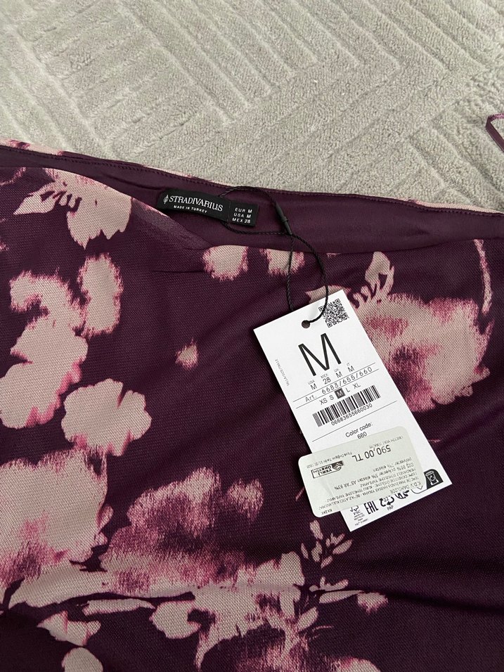 Kadın Mor Desenli Uzun Kollu Bluz - Görsel 3