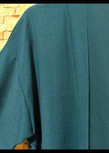 Kadın Turkuaz Uzun Kollu Pilili Kimono