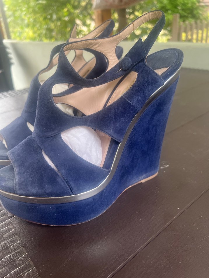Lacivert Süet Platform Topuklu Kadın Ayakkabı - Görsel 2