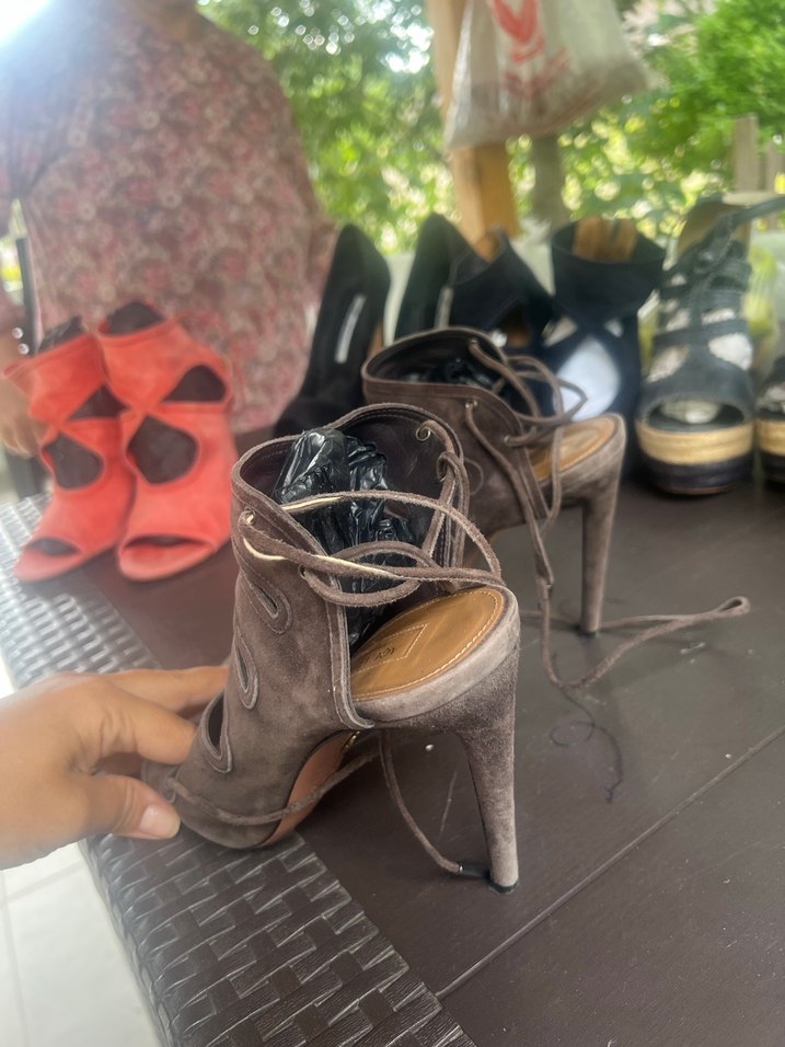 Kadın Kahverengi Süet Dolgu Topuklu Ayakkabı - Görsel 3