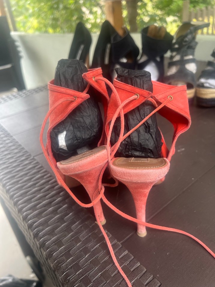 Kırmızı Süet Tokalı Stiletto - Görsel 3