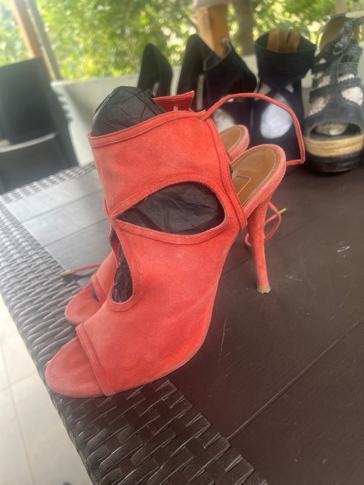 Kırmızı Süet Tokalı Stiletto - Görsel 2