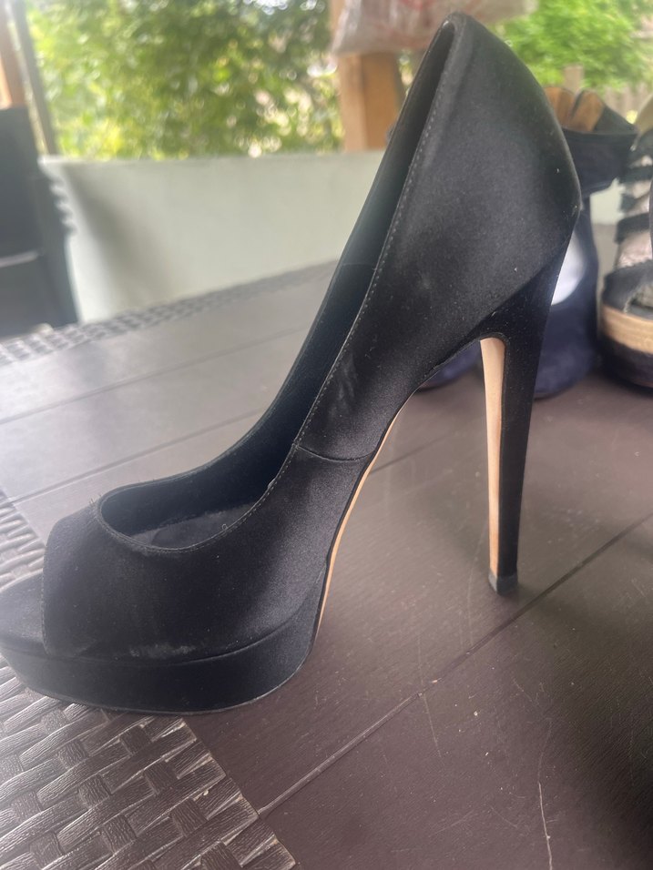 Siyah Platform Topuklu Kadın Gece Ayakkabısı - Görsel 3