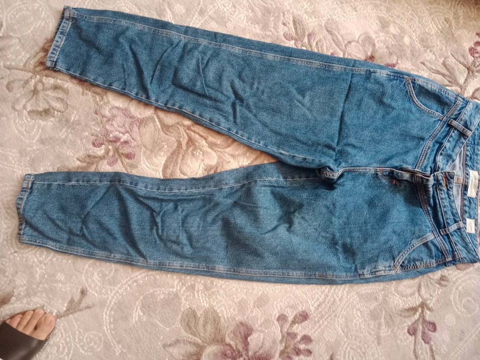 Düğmeli Rahat Kesim Kadın Midi Kot Pantolon - Görsel 3