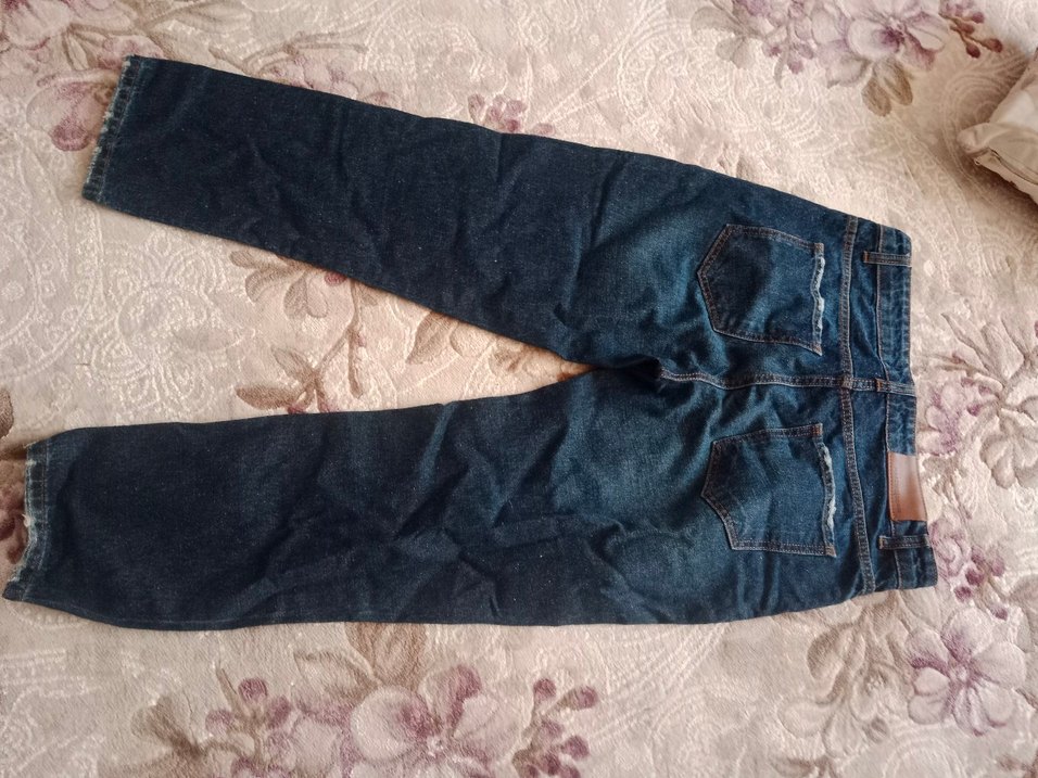 Kemer Detaylı Rahat Kesim Mavi Kadın Kot Pantolon - Görsel 3