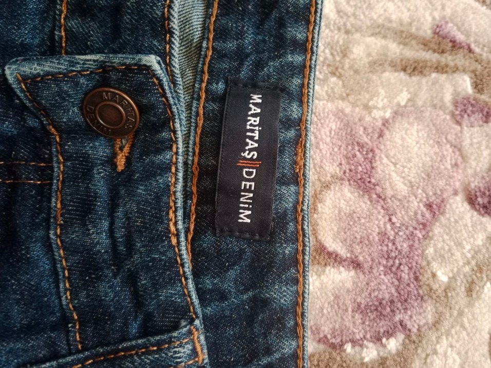 Kemer Detaylı Rahat Kesim Mavi Kadın Kot Pantolon - Görsel 2