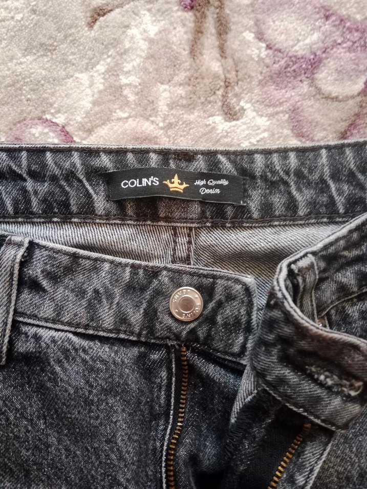 Gri Bol Kesim Midi Kot Pantolon - Görsel 2