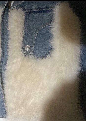 ipekyol PEKYOL Kadın Beyaz Kürklü Denim Ceket
