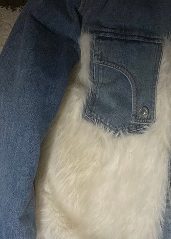 38 Beden beyaz Renk PEKYOL Kadın Beyaz Kürklü Denim Ceket