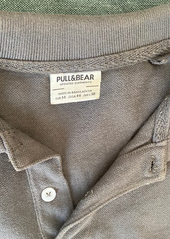 Pull and Bear Erkek Koyu Gri Denim Polo Tişört