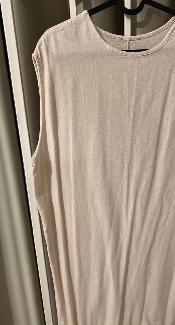 Bej Keten Uzun Salaş Elbise içlil - Görsel 3