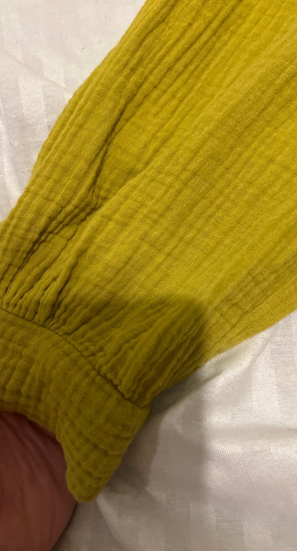 Uzun yağ yeşili Keten Ceket - Görsel 3