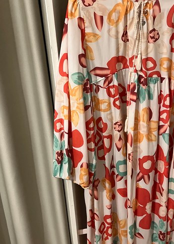 Bohem Çok Renkli Uzun Salaş Elbise - Görsel 7