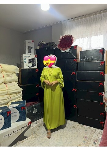 Sarı Uzun Salaş Kadın Elbise - Görsel 2