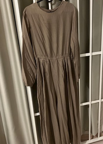 Bej Uzun Keten tulum tesettür - Görsel 2