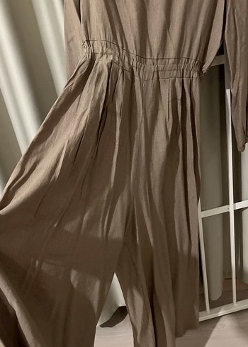 Bej Uzun Keten tulum tesettür - Görsel 4